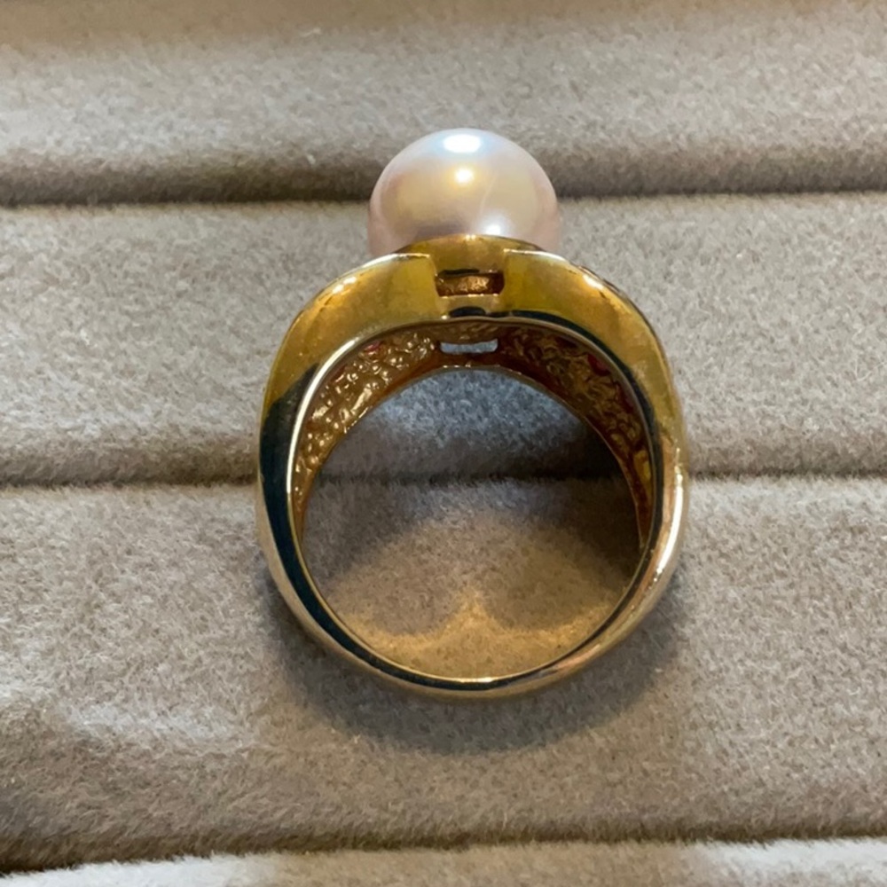 Pink stones and pearl gold plated sterling silver 925 ring. - Picture 4 of 4